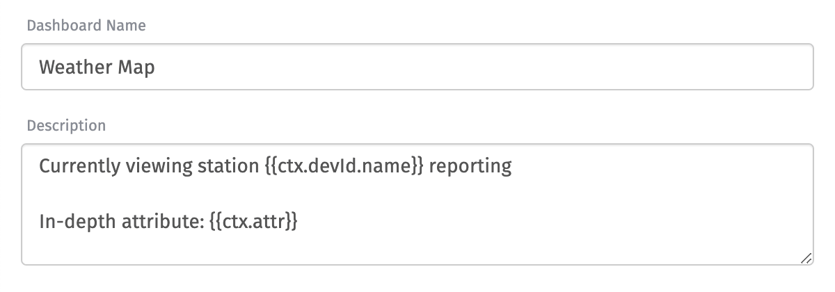 Context in a Dashboard Description