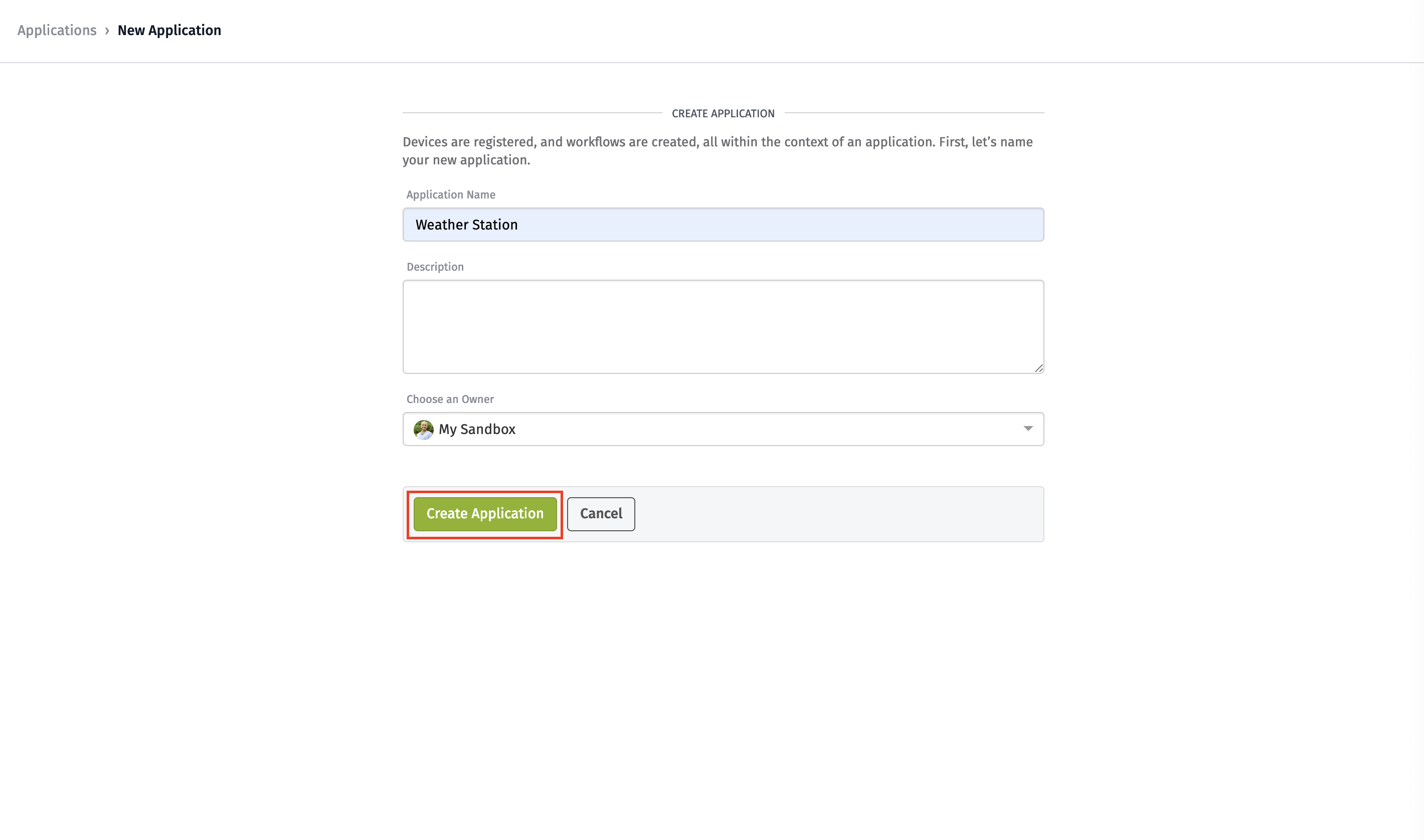 Create Application