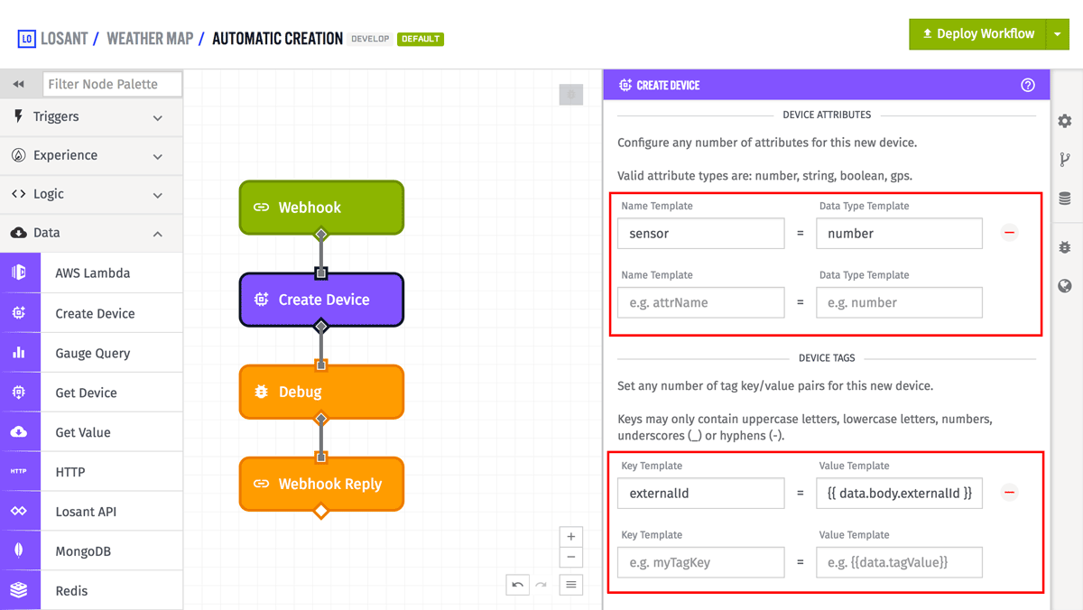Device: Create Node More Configuration