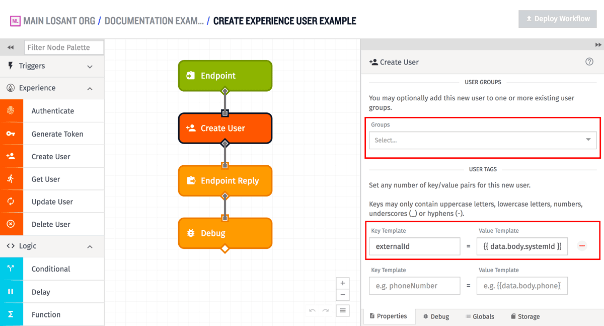 User: Create Node More Configuration