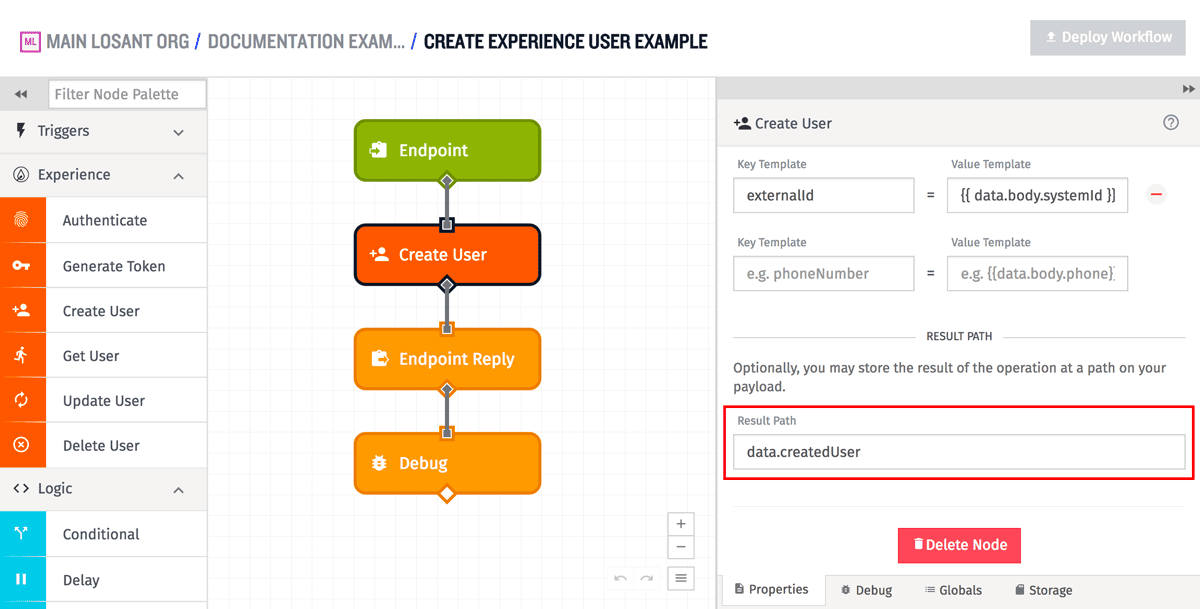 User: Create Node Result