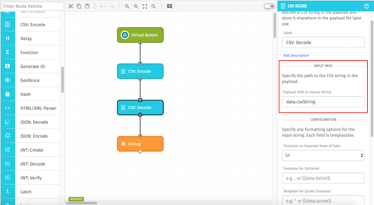 CSV: Decode Node Input