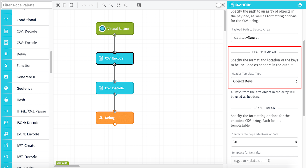 CSV: Encode Node Headers