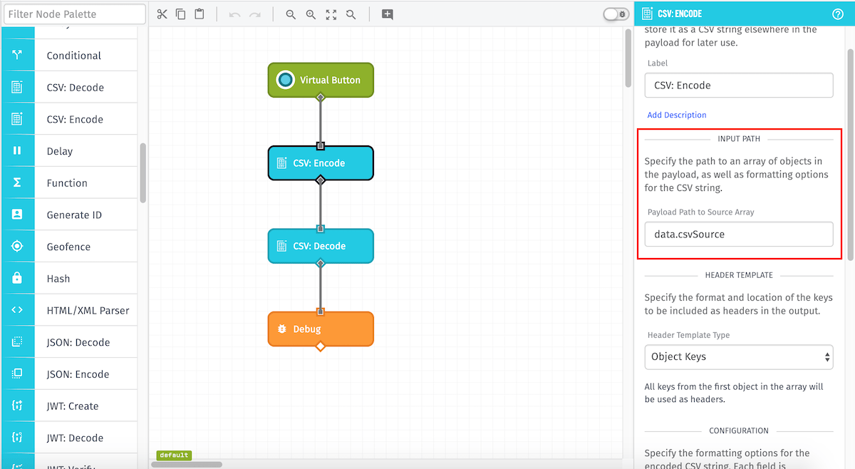 CSV: Encode Node Input