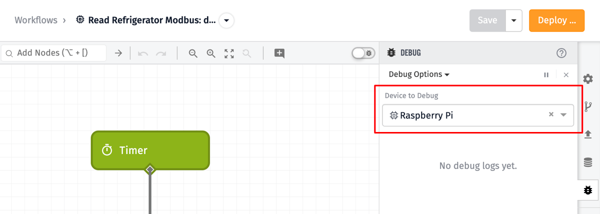 Debug Node Choose Device