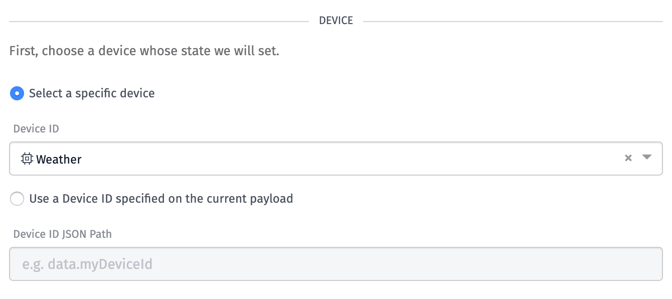 Device State Node Select Device