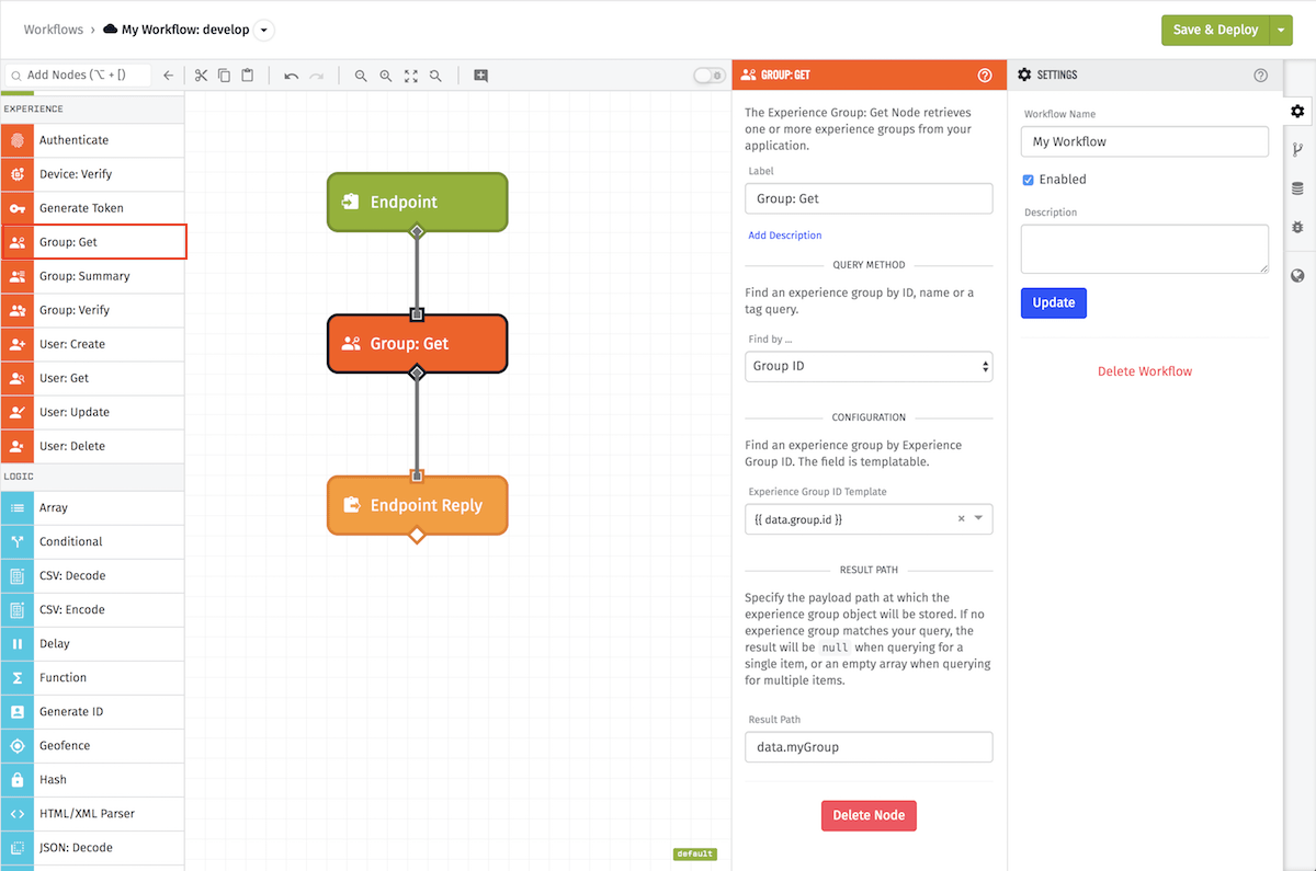 Get Experience Group Node