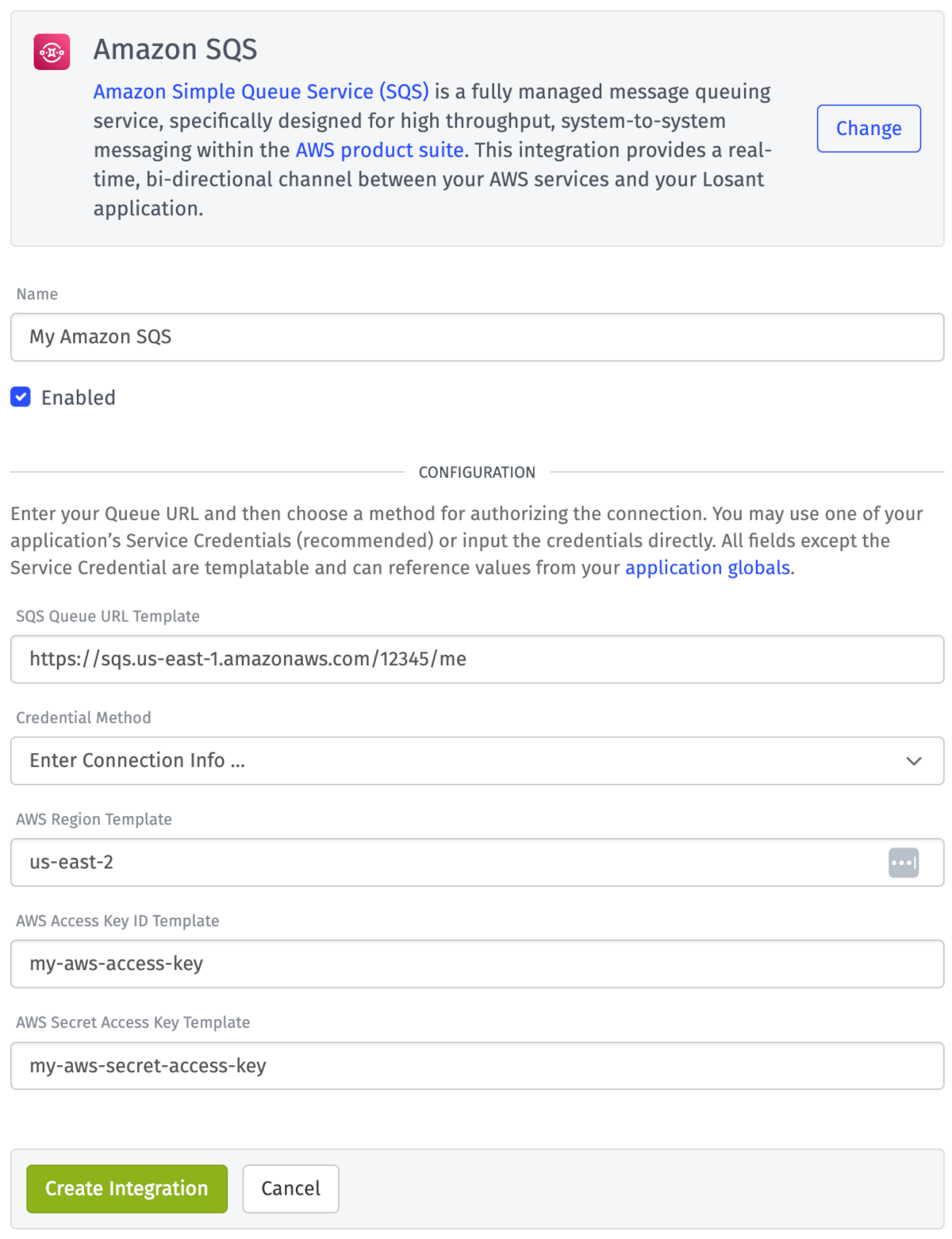 Integration Amazon SQS