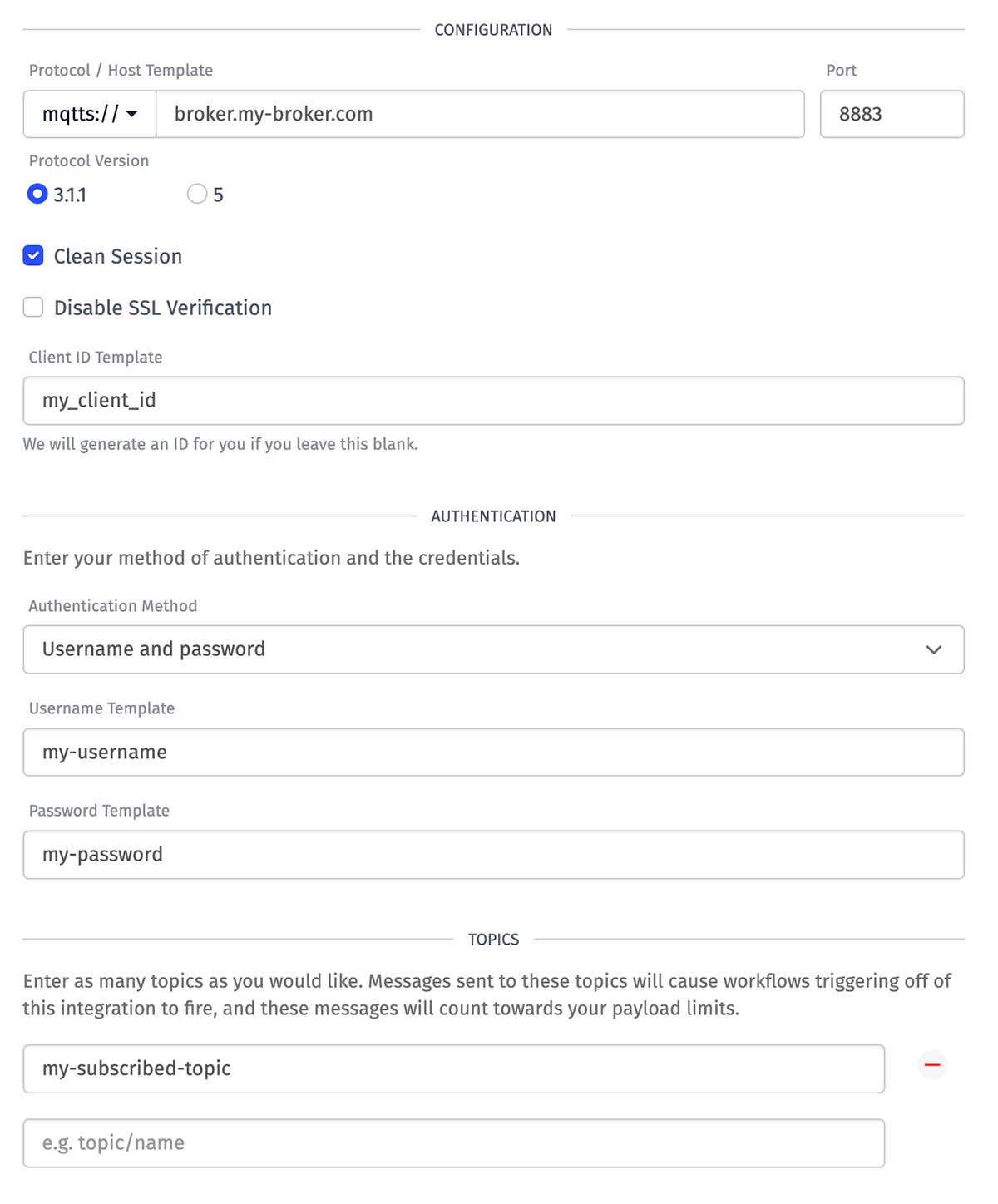 Integration MQTT Config