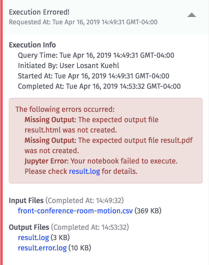 Notebook Execution Log Errors