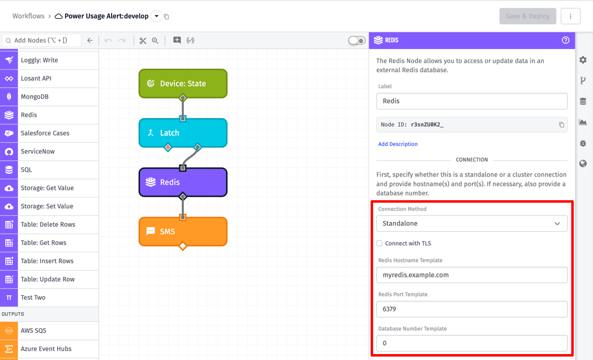 Redis Node Standalone Connection Configuration
