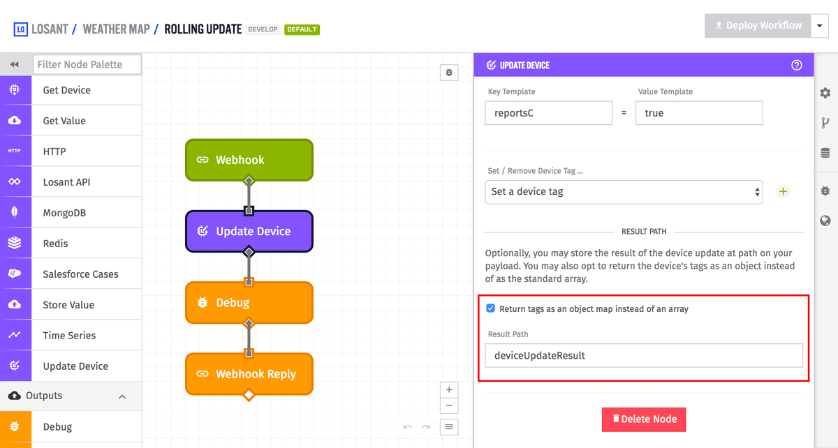 Device: Update Node Result