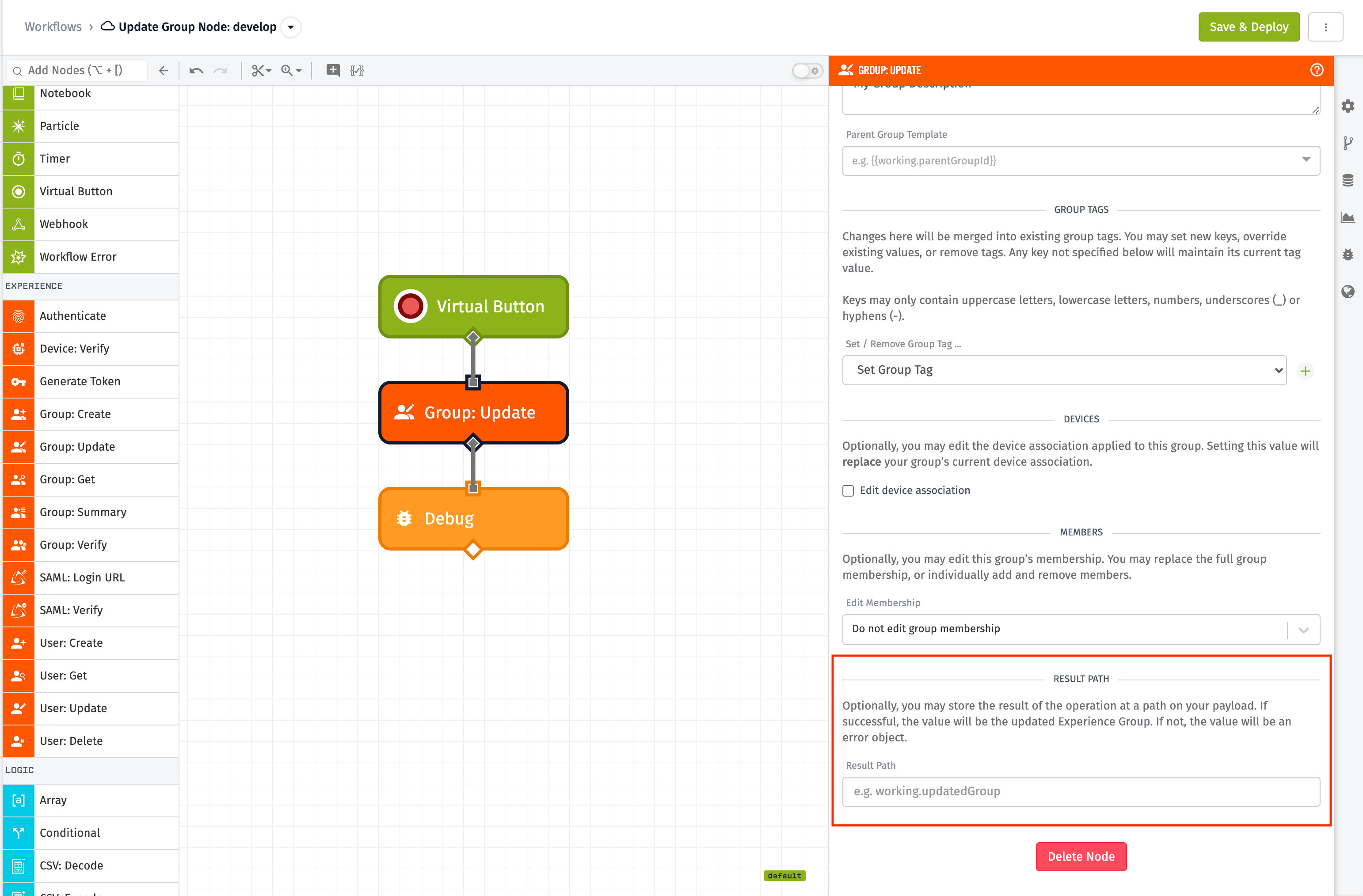 Group: Update Node Result