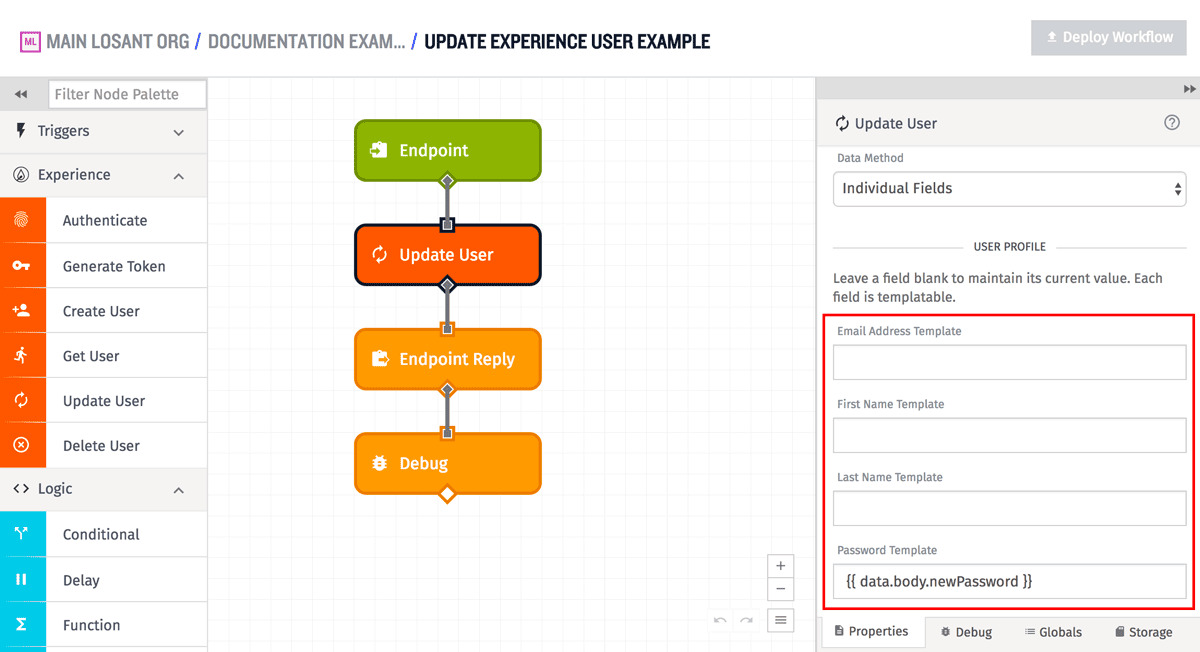 User: Update Node Individual Fields