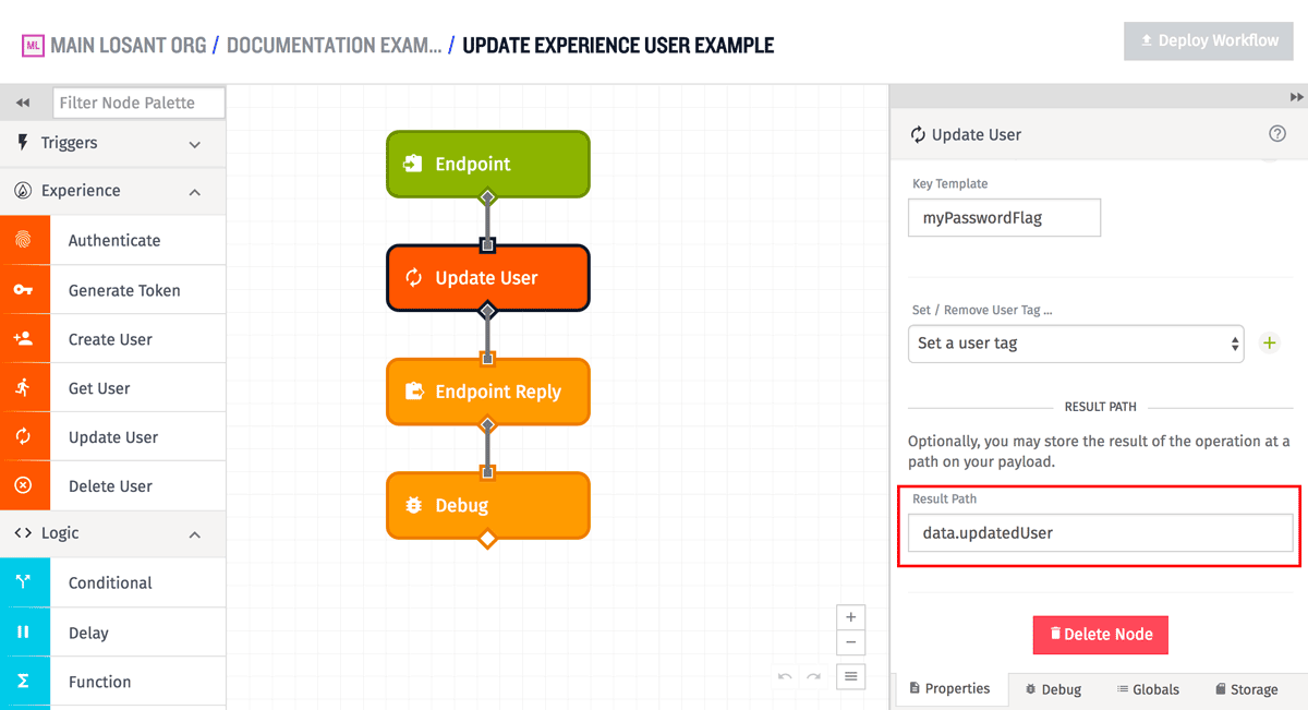 User: Update Node Result