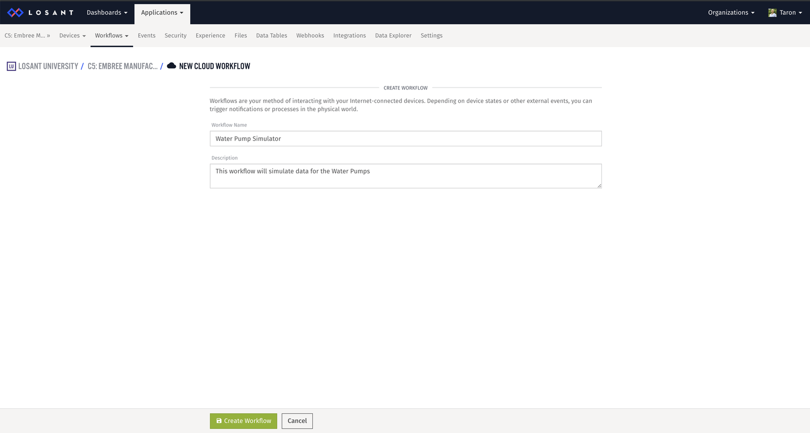Workflow Name and Description