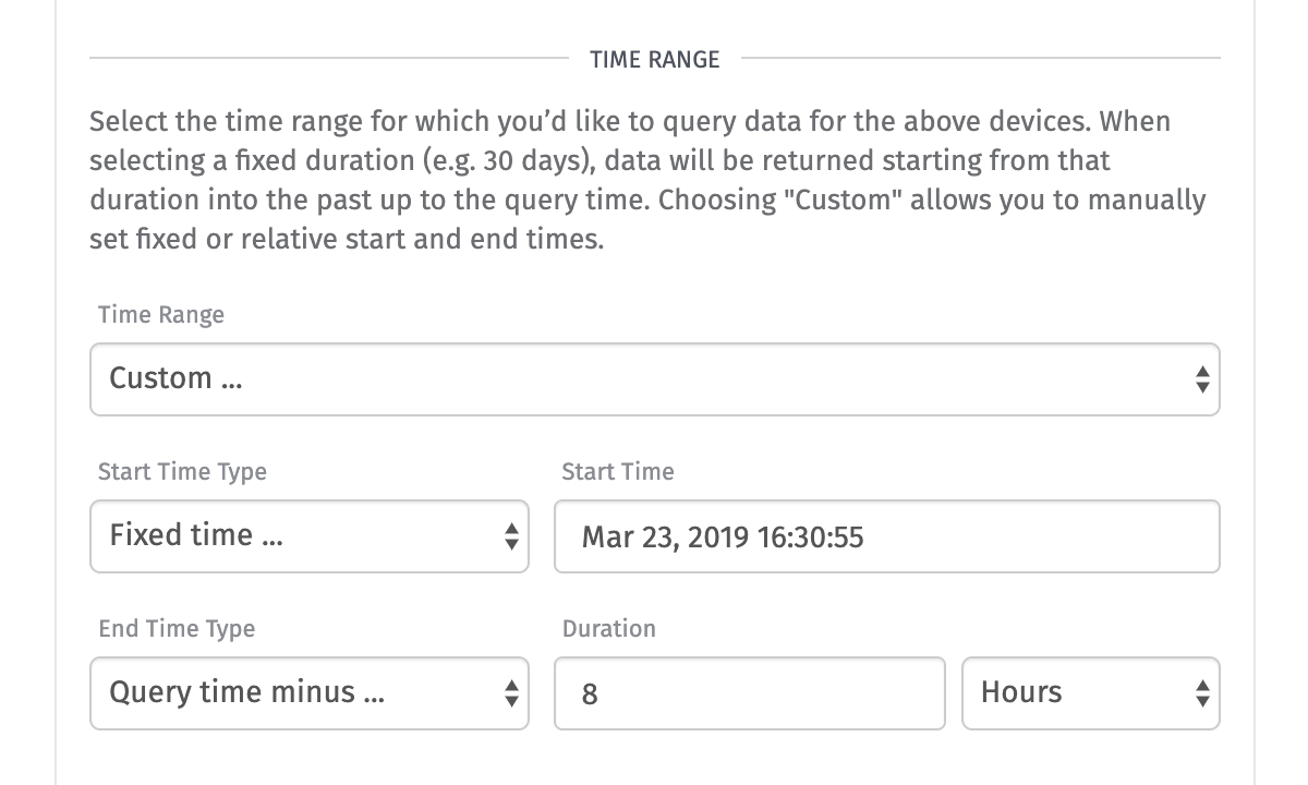 Device Data Custom Time Range