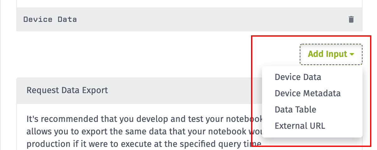Select Notebook Input Type