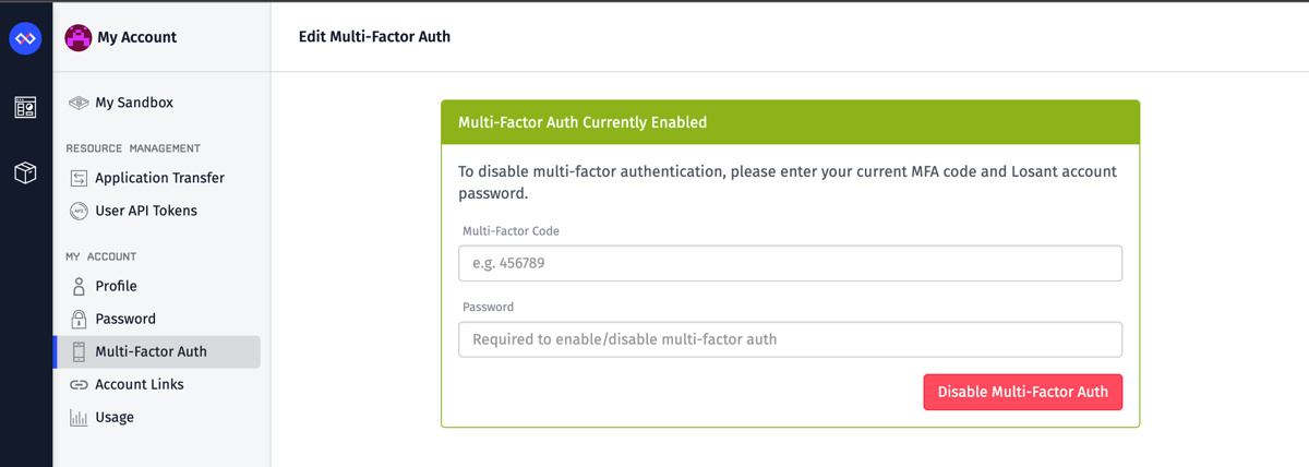 Disable Multi-Factor Auth