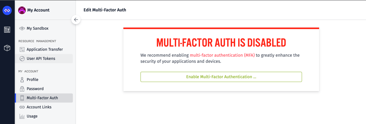 Enable Multi-Factor Auth