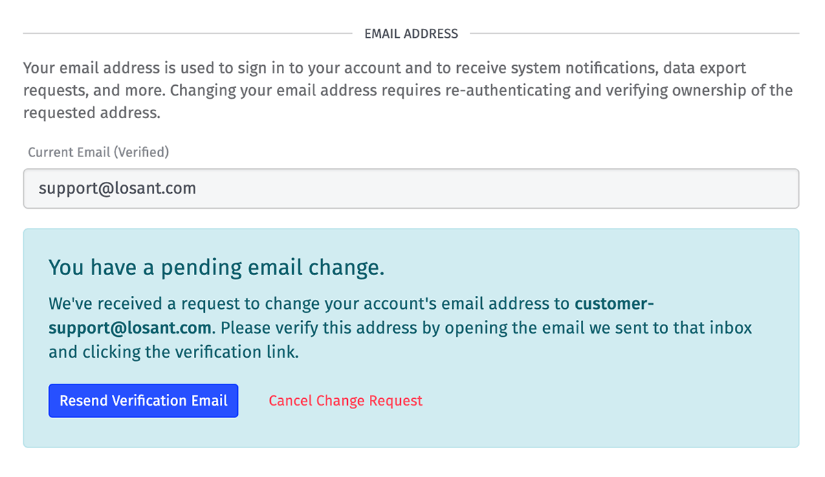Pending Email Change