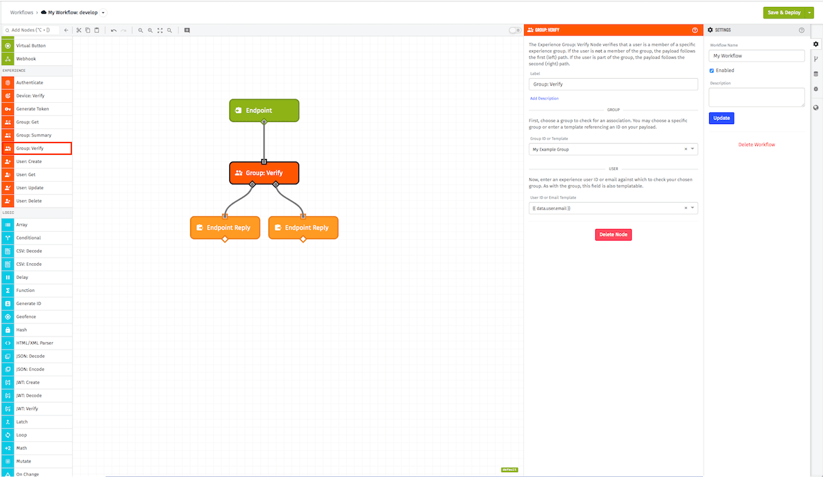 Verify Experience Group Membership Node