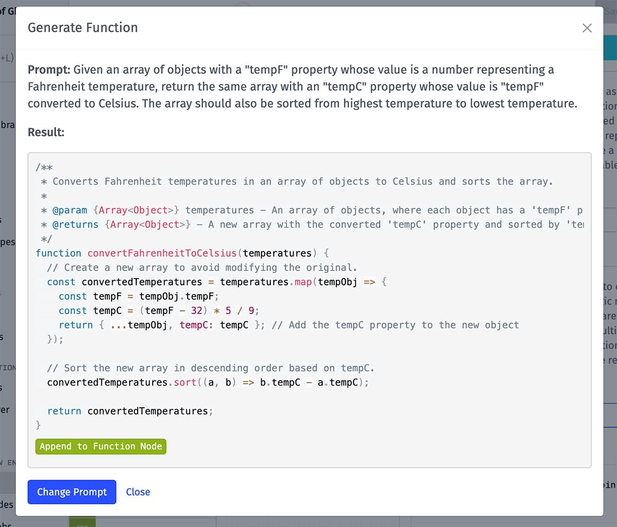 Function Node Generated Output