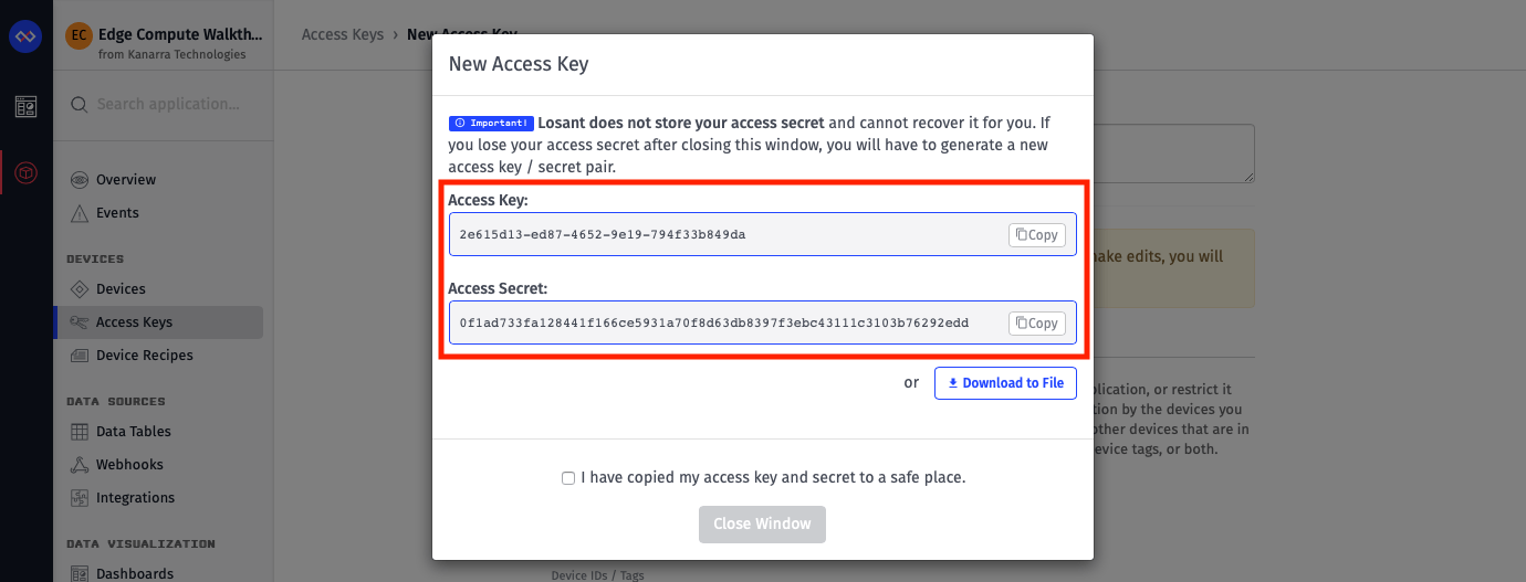 Access Key and Secret