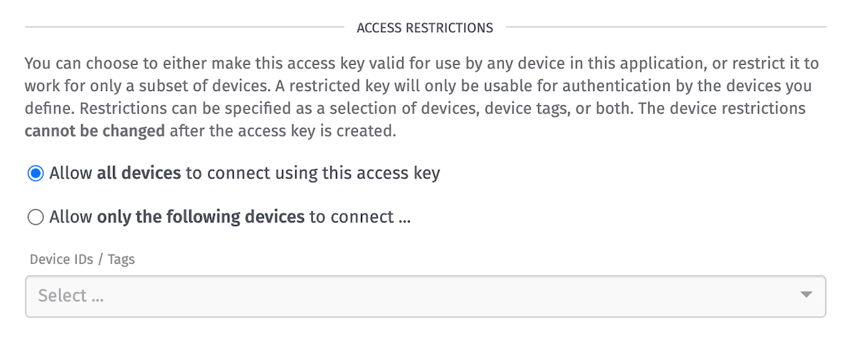 Access Key Device Restrictions Access Key Device Restrictions