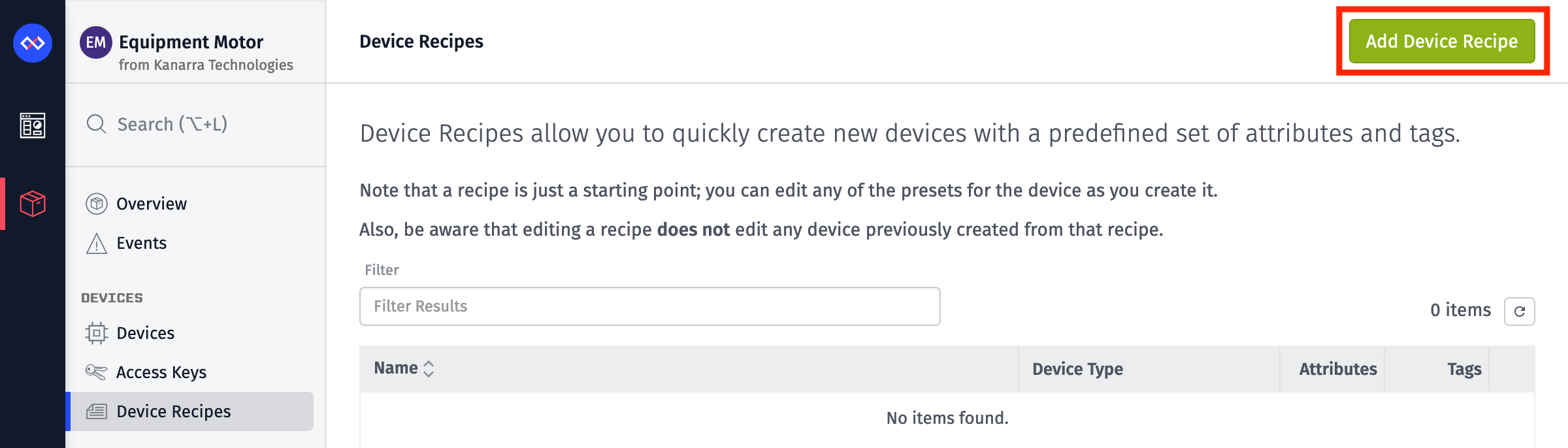 Add Device Recipe