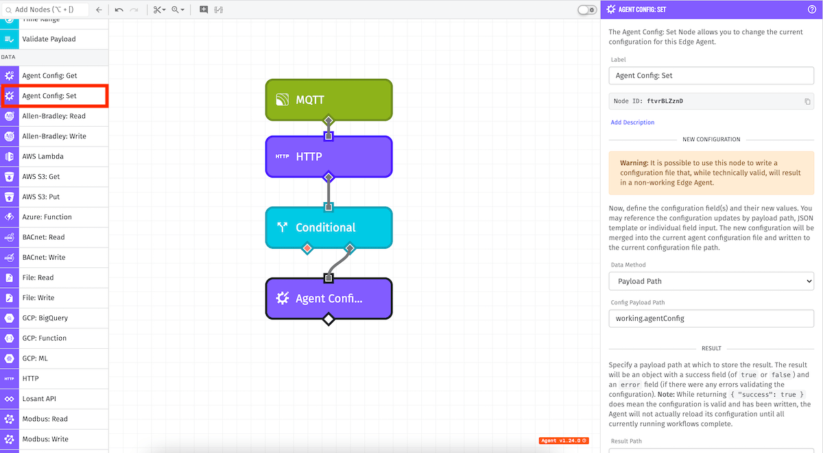 Agent Config: Set Node