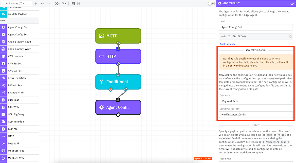 Agent Config: Set Node Configuration
