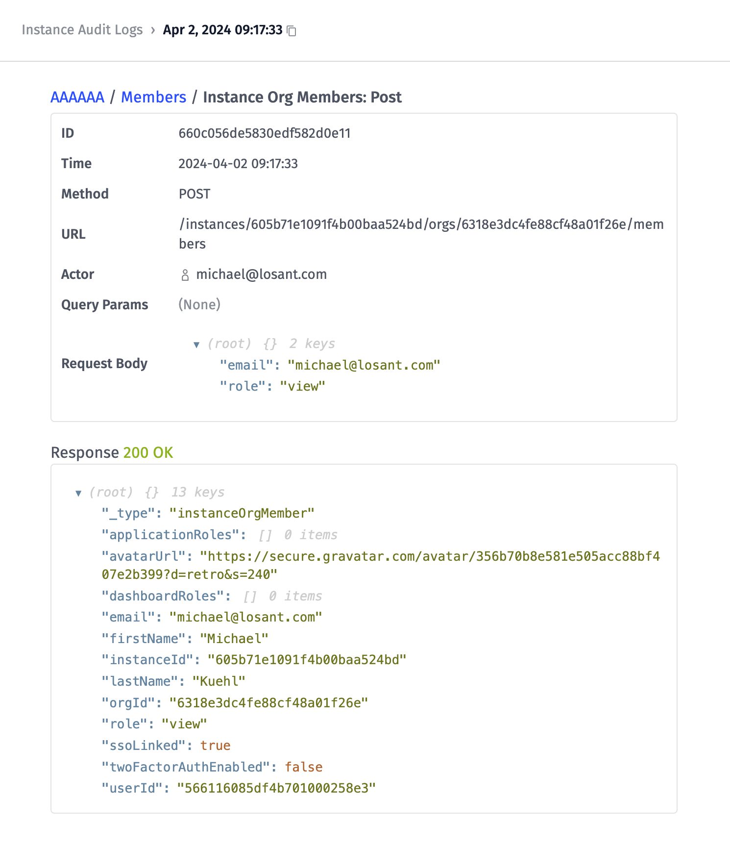 Audit Log Detail