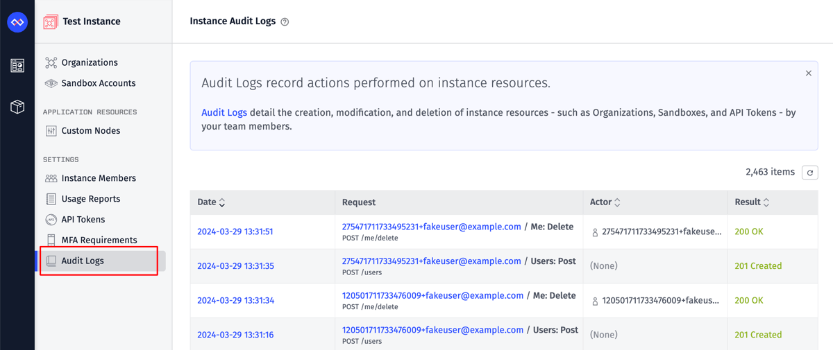 Audit Logs Link