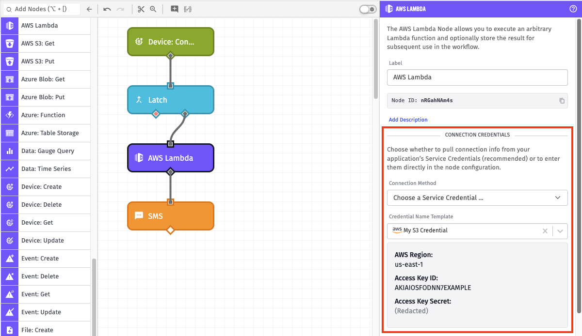 AWS Lambda Node Credentials