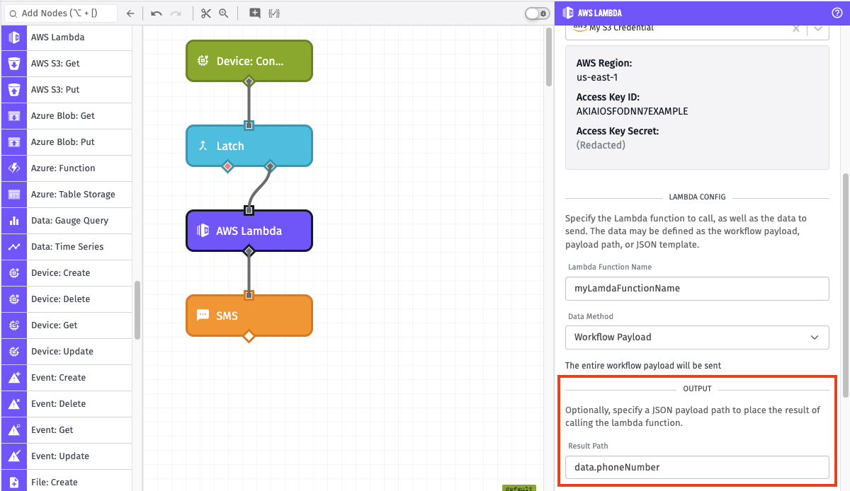 AWS Lambda Node Output