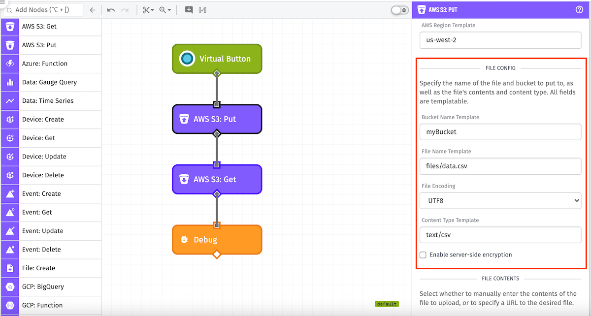 AWS S3: Put Node Config