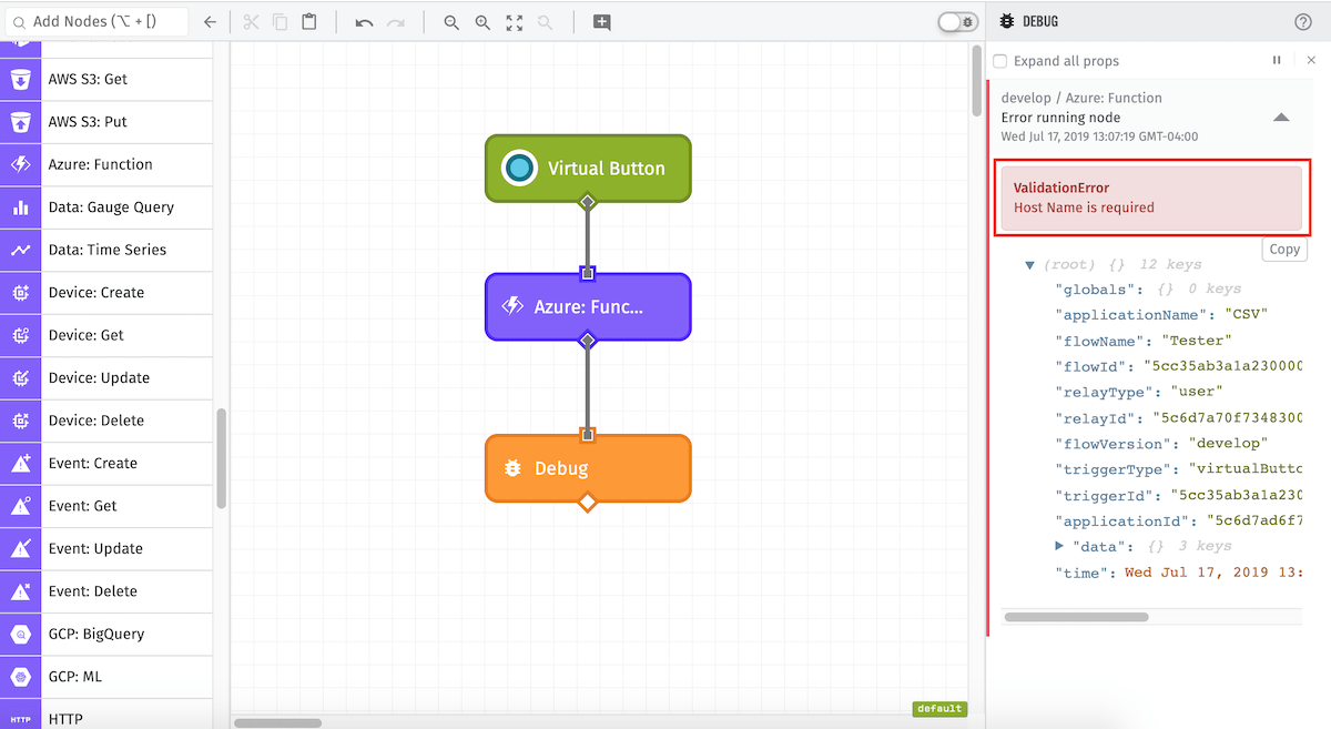 Azure: Function Node Error