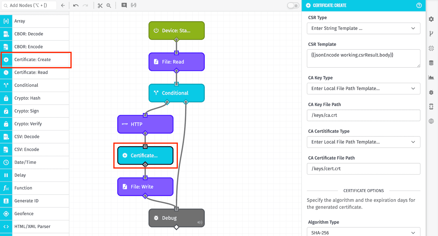 Certificate: Create Node