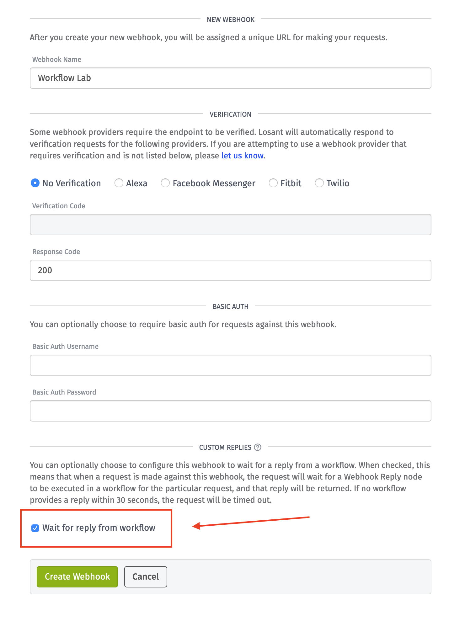 Create a Webhook