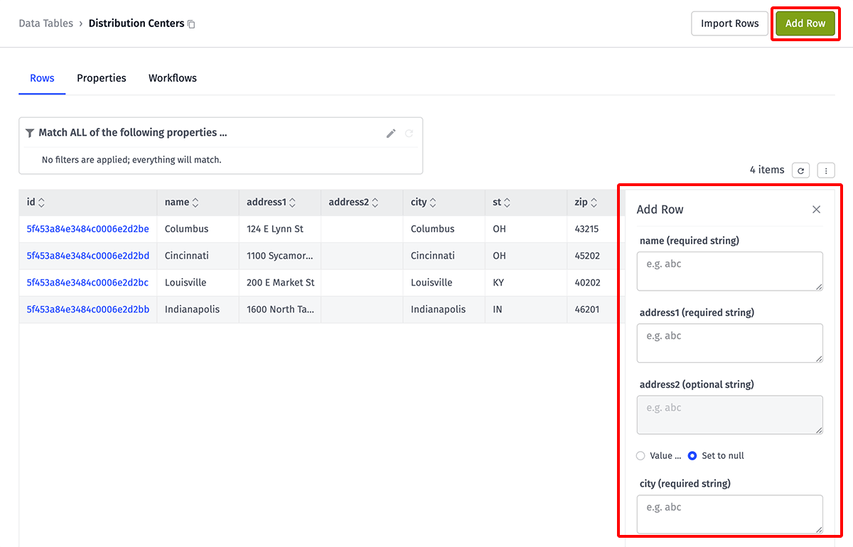 Data Table Add Row