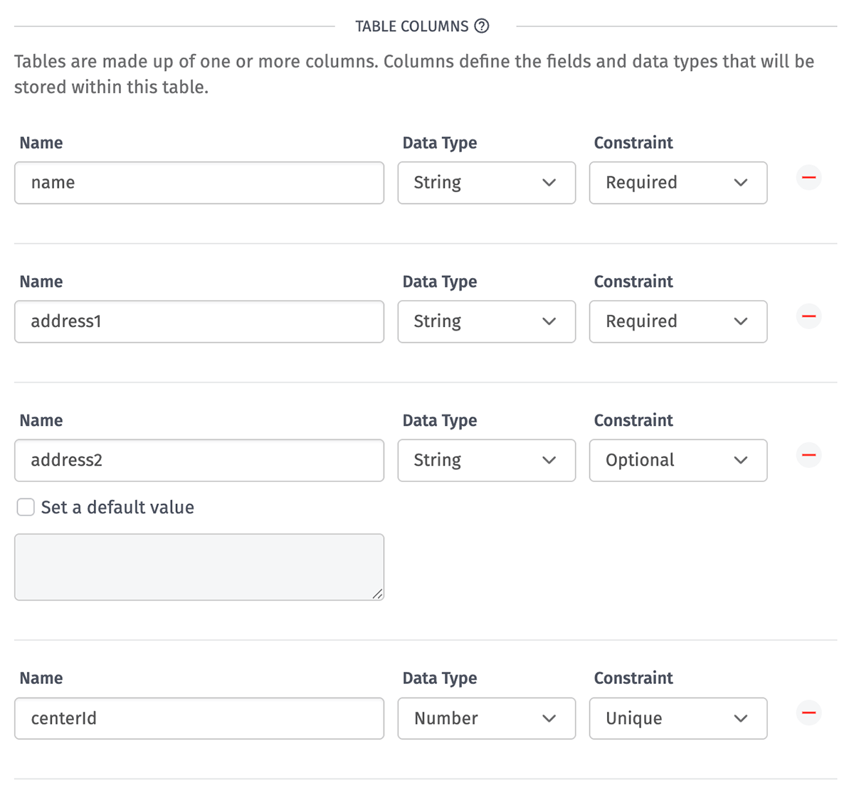 Data Table Columns
