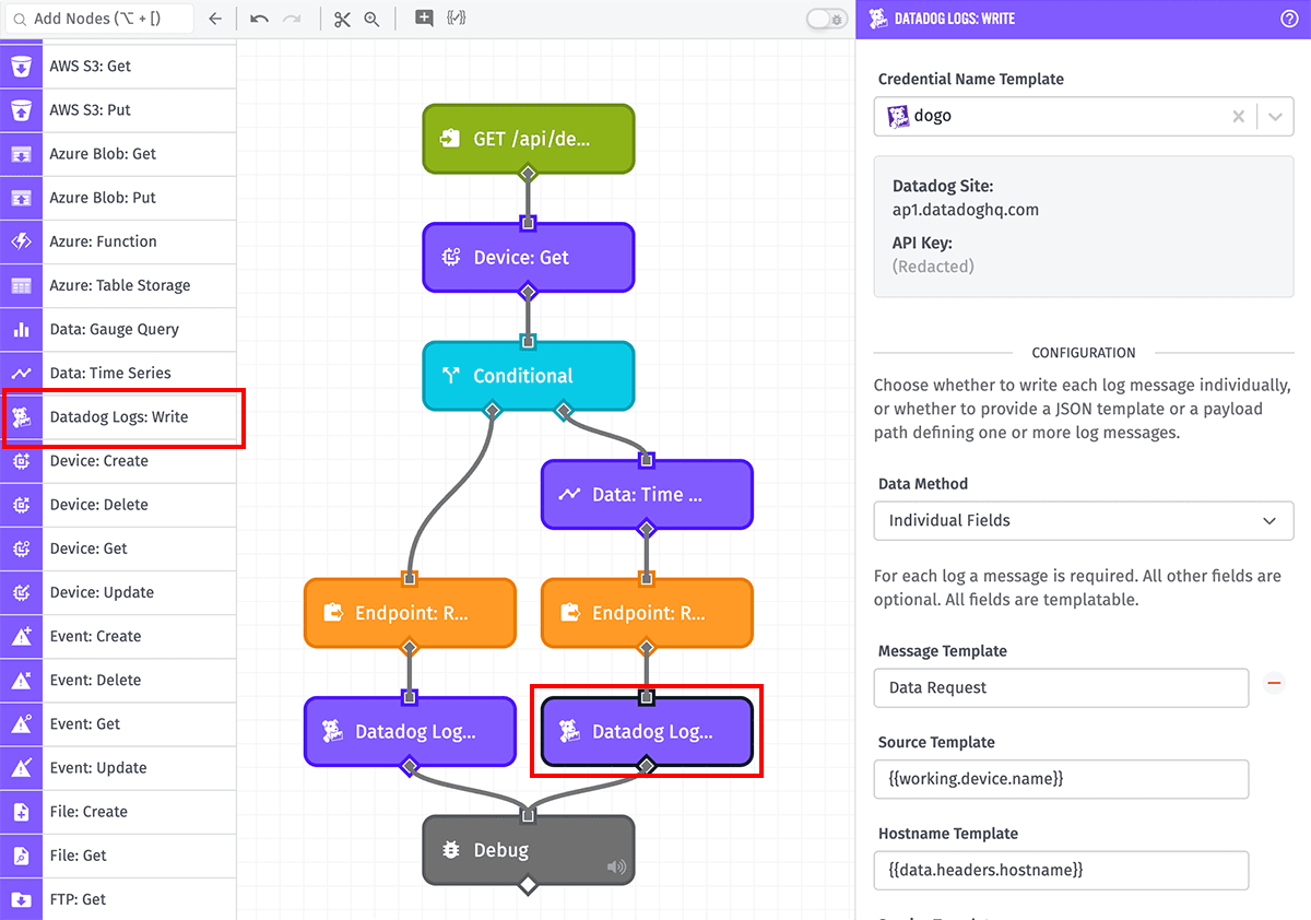 Datadog Logs: Write Node Datadog Logs: Write Node