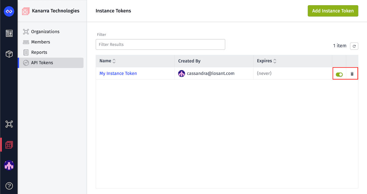 Delete Instance Token
