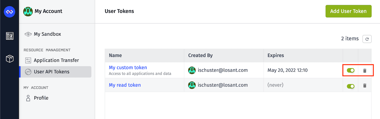 Delete Token