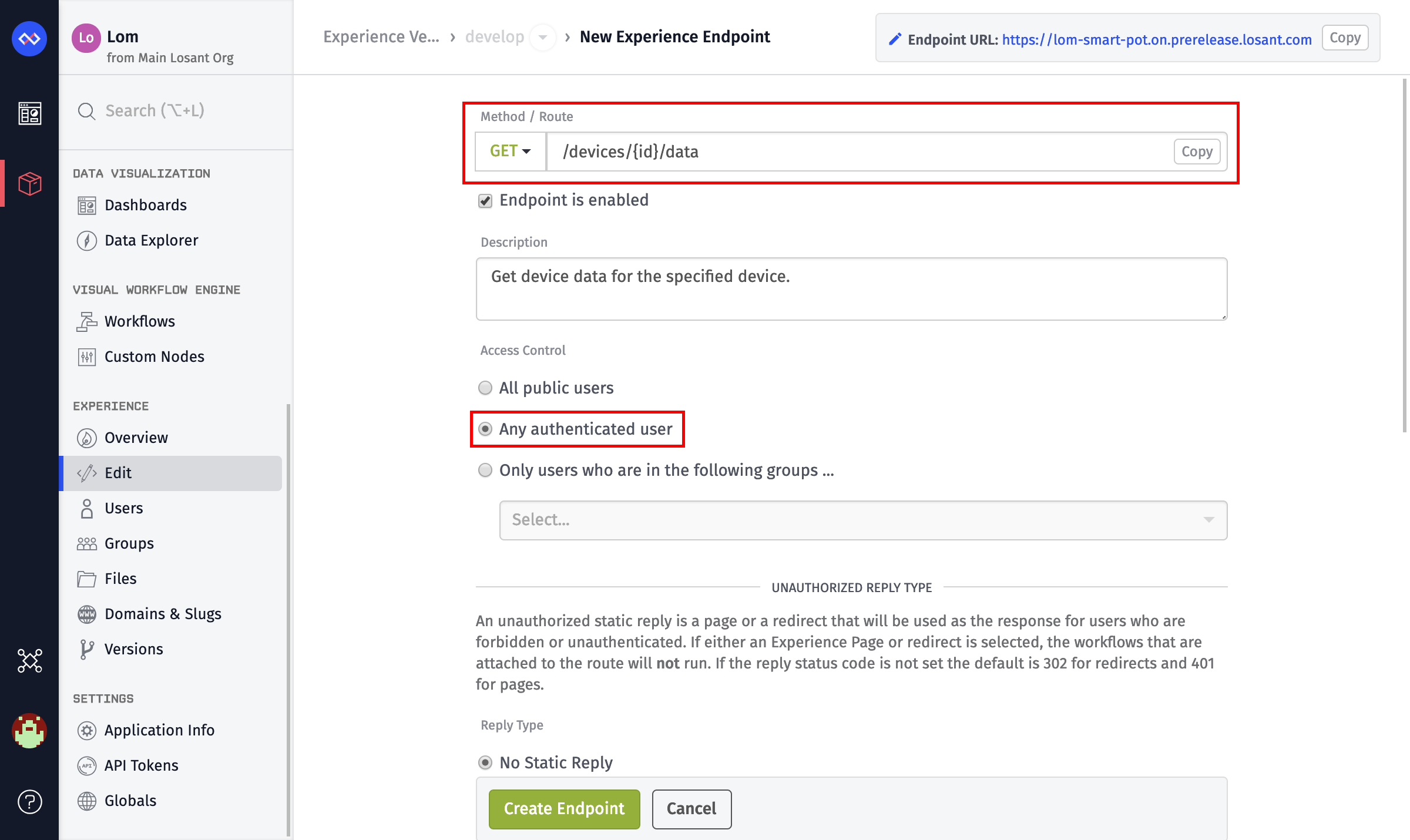 Device Data Endpoint