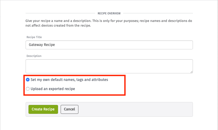 Device Recipe Creation Mode