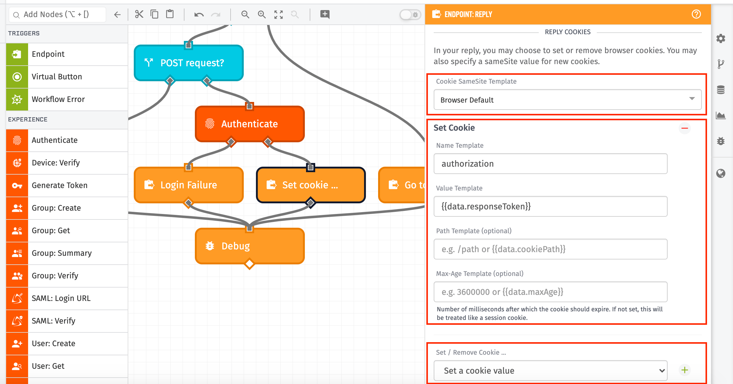 Endpoint Reply Node Cookie Config