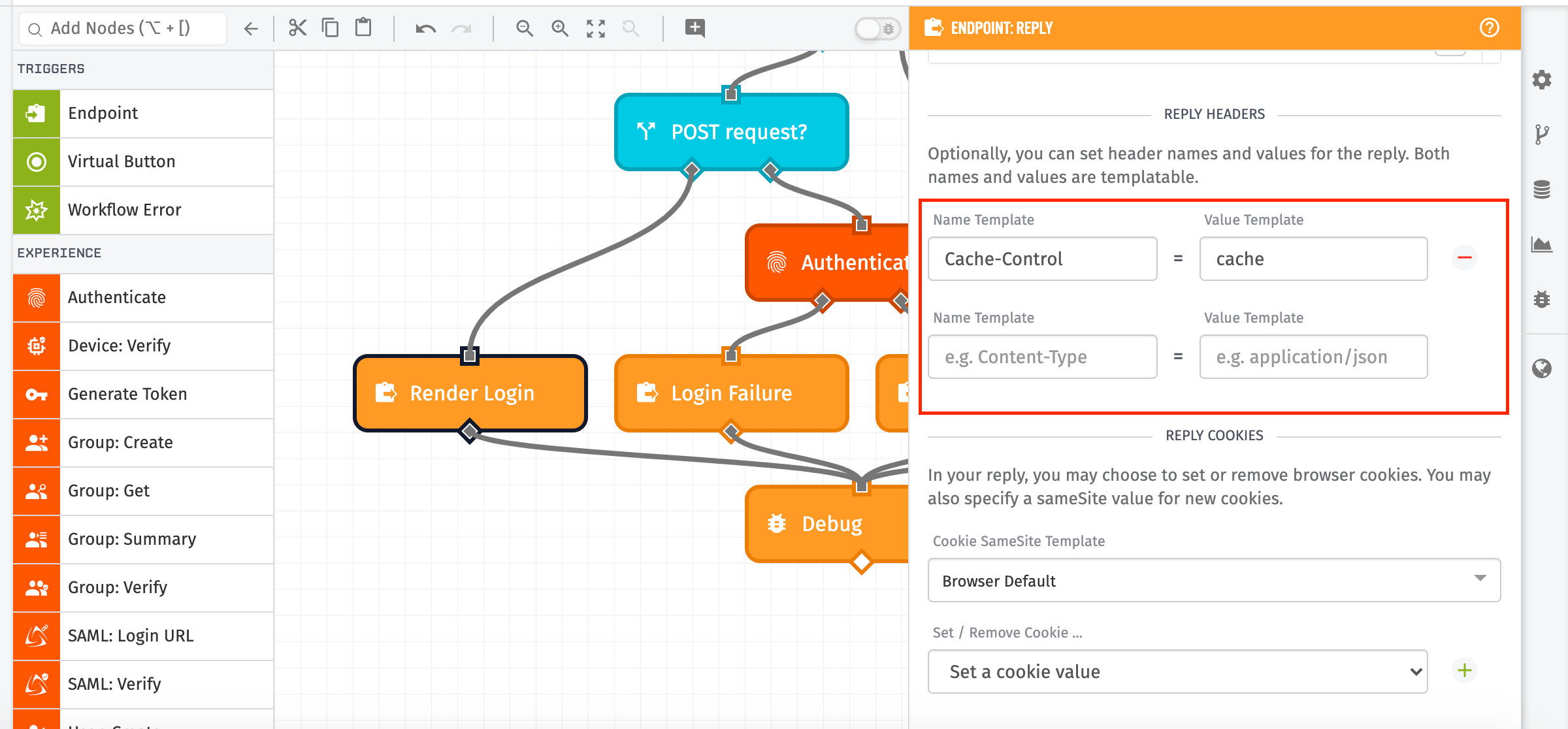 Endpoint Reply Node Header Config