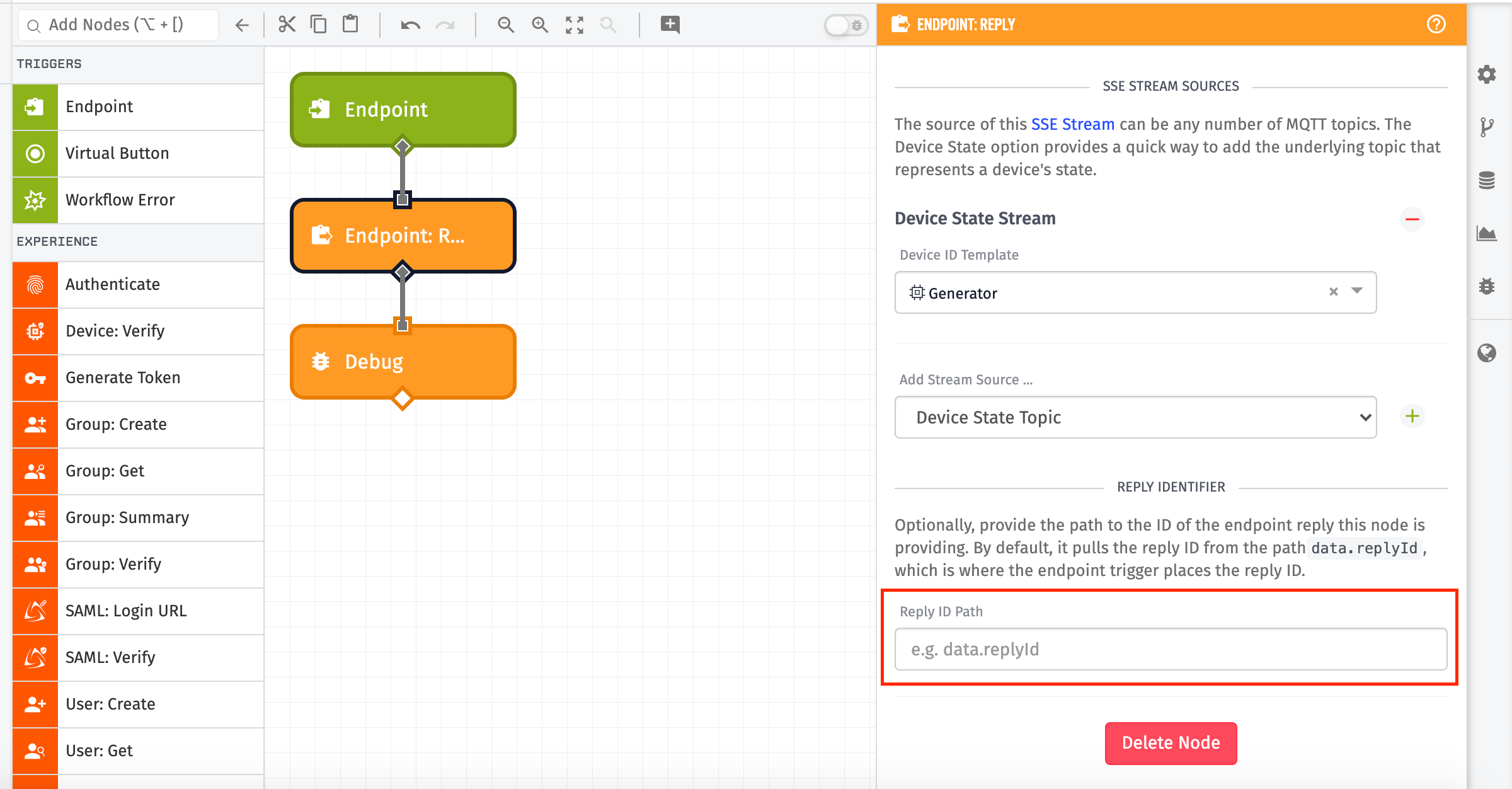 Endpoint Reply Node ReplyId